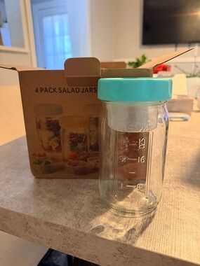 4 Glass Salad Jar with Lid
